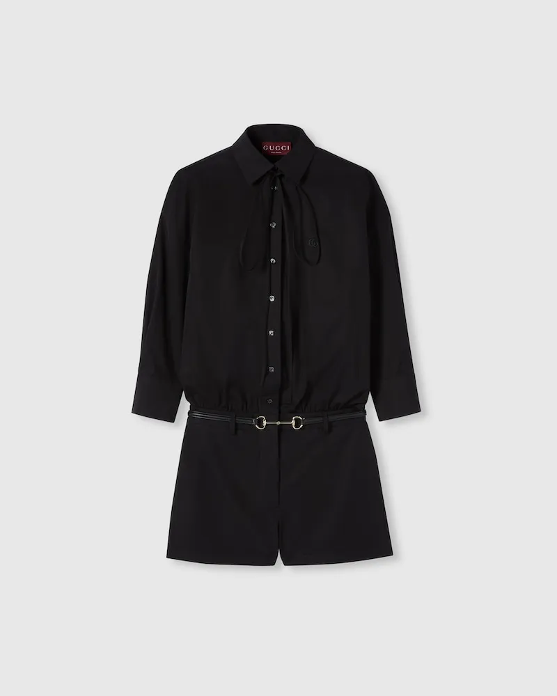 Gucci Jumpsuit aus Baumwollpopeline Mit Stickerei, Größe Schwarz