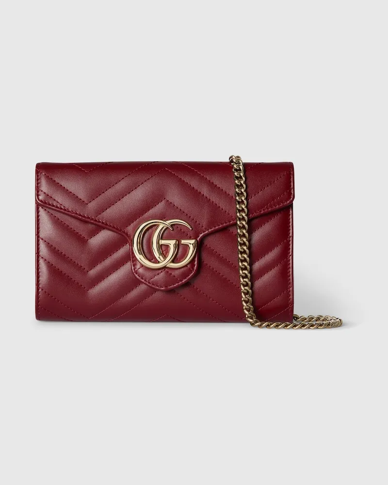Gucci GG Marmont Brieftasche Mit Kettenriemen Bordeauxrot
