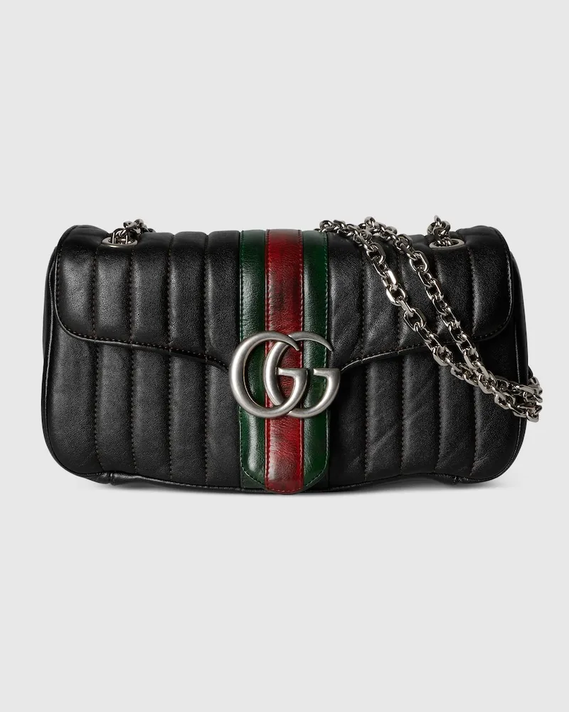 Gucci Jetset GG Marmont Mittelgroße Schultertasche Schwarz