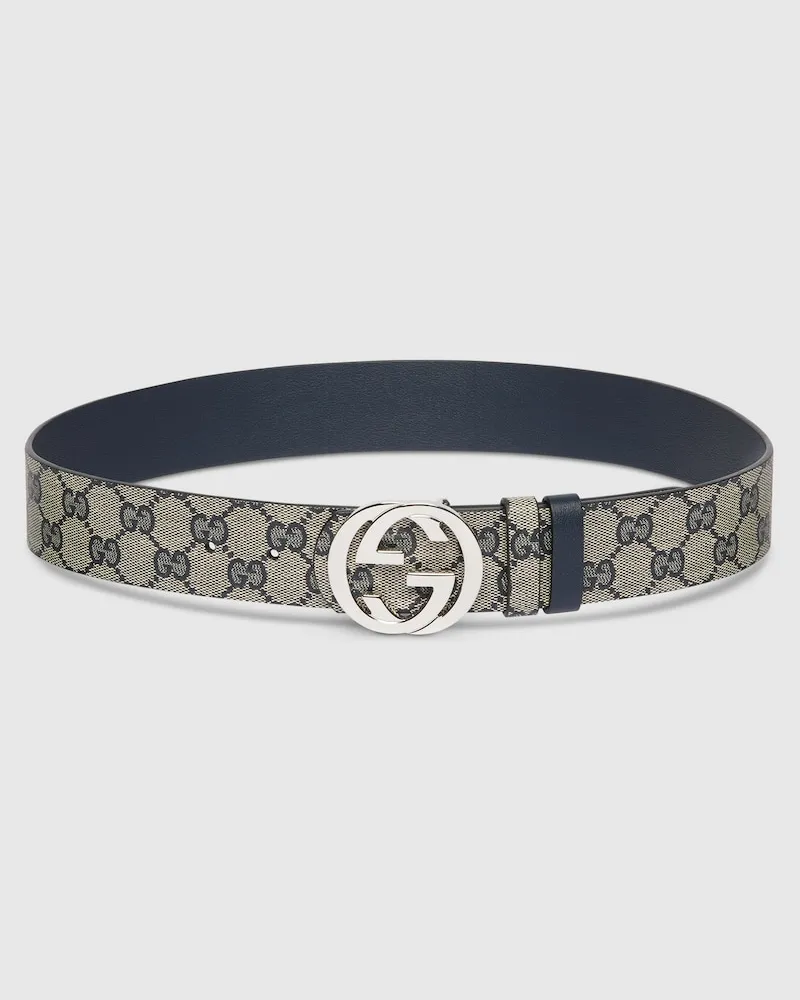 Gucci Wendbarer Gürtel mit GG Schnalle Blau