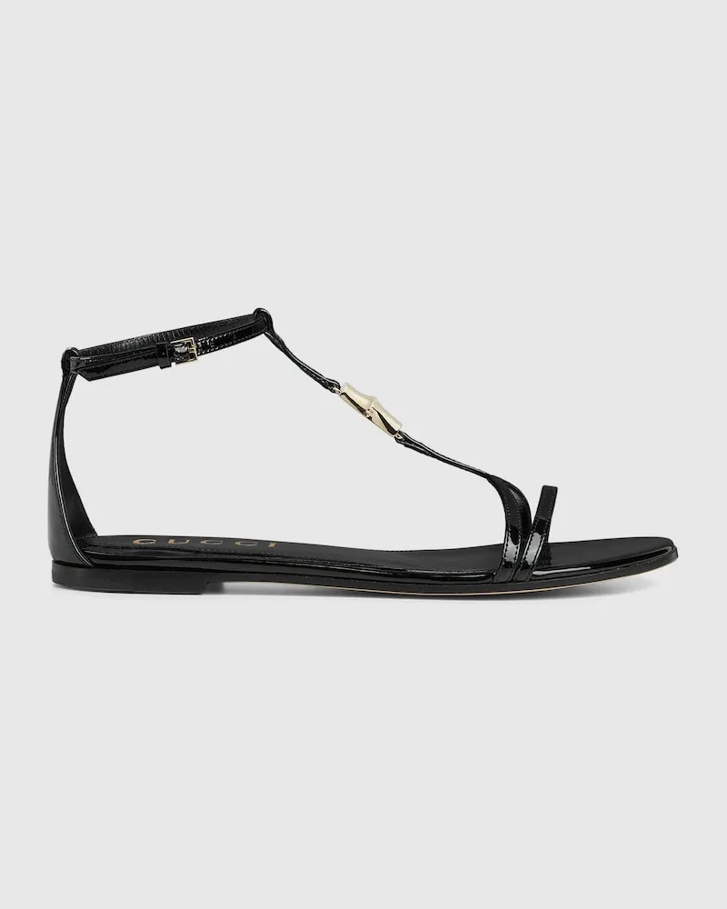 Gucci Damen-Zehensandale Mit Bambus, Größe Schwarz