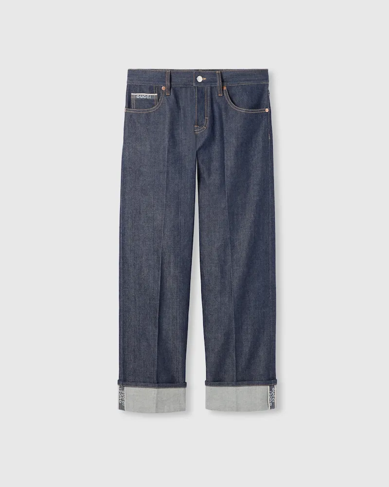 Gucci Hose aus Denim Mit Webkante, Größe Blau