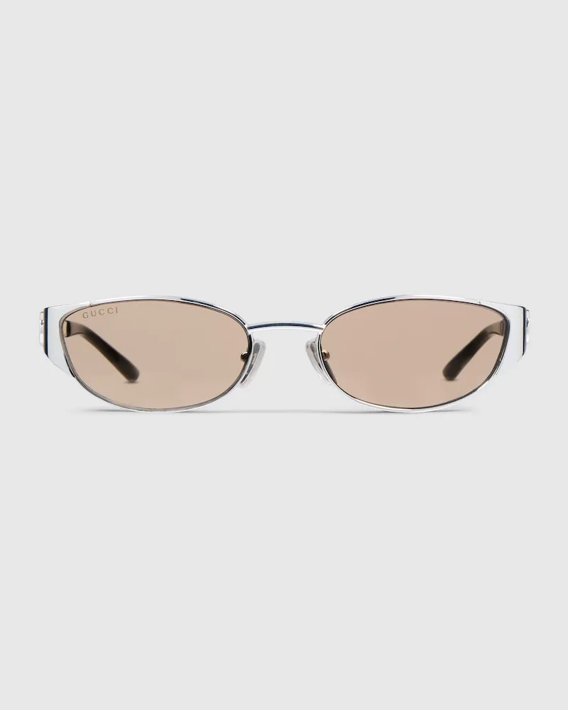 Gucci Sonnenbrille mit Ovalem Rahmen Silver