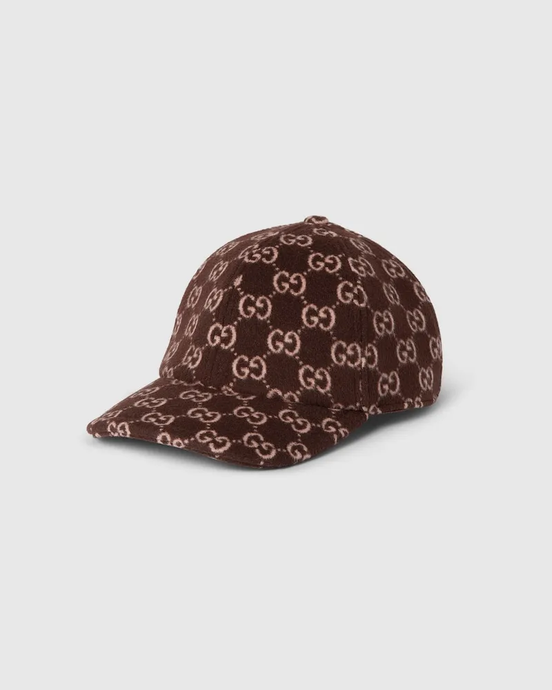 Gucci Baseballkappe aus Wolle Mit GG Motiv, Größe Braun