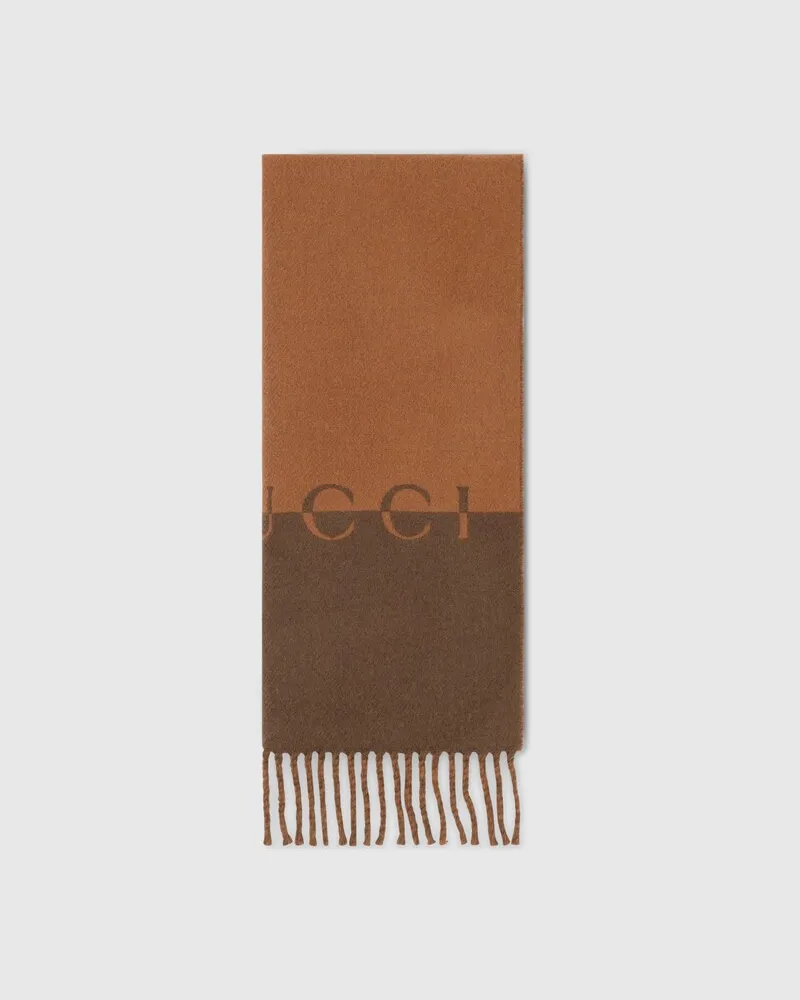 Gucci Écharpe En Laine Et Cachemire Marron