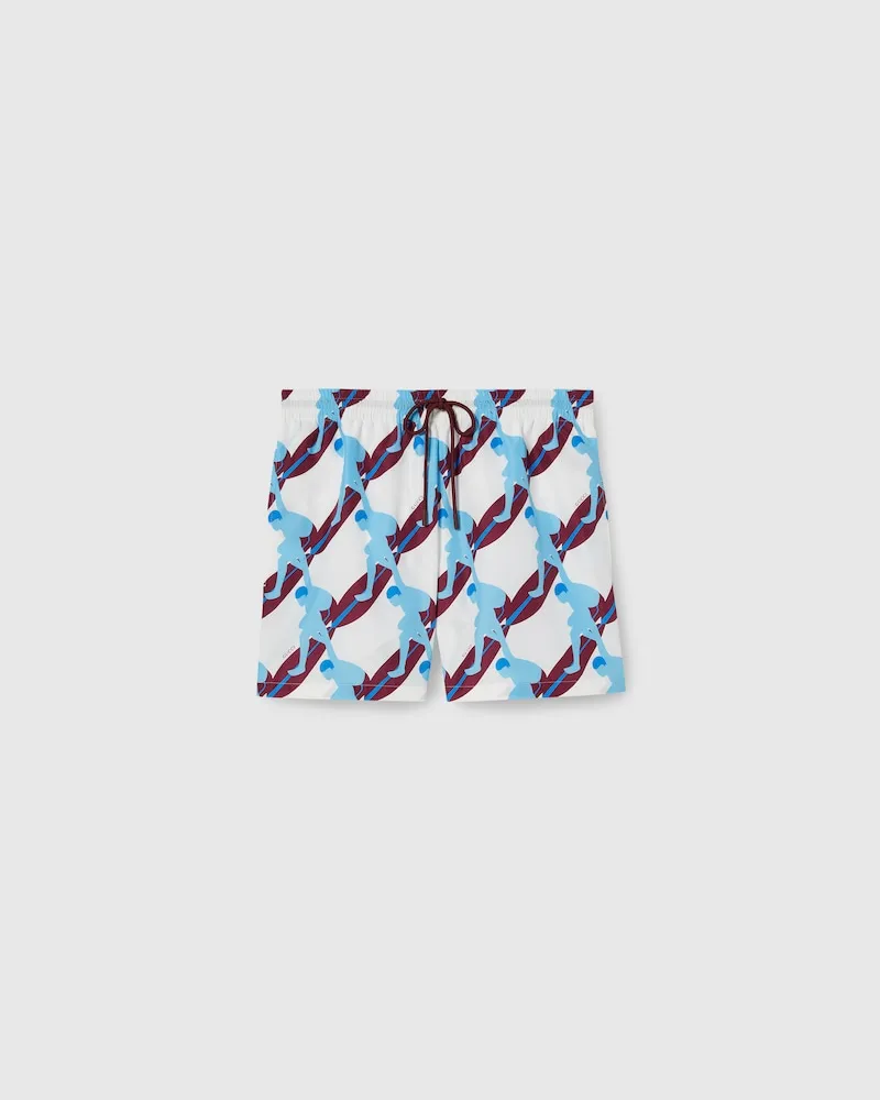 Gucci Badeshorts Aus Technischem Popeline Mit Print Weiß