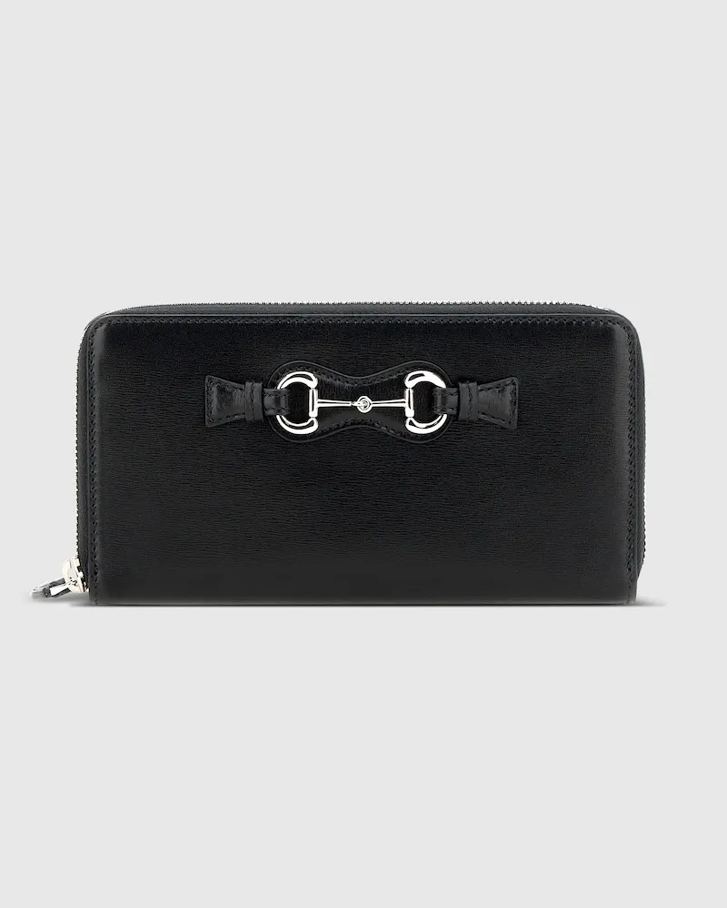 Gucci Brieftasche mit Rundumreißverschluss Und Horsebit Schwarz