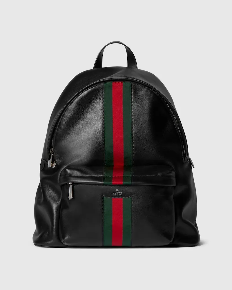 Gucci Großer Web Trademark Rucksack Schwarz