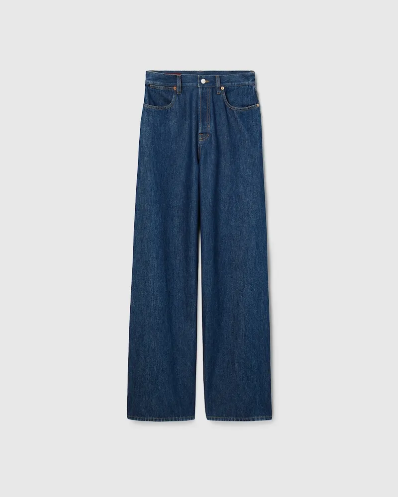 Gucci Hose aus Denim Mit Weitem Bein, Größe Blau