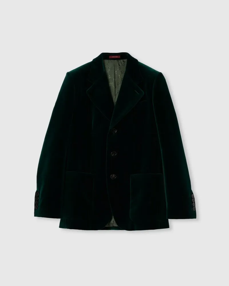 Gucci Jacke aus Stretch-Baumwollsamt, Größe Grün