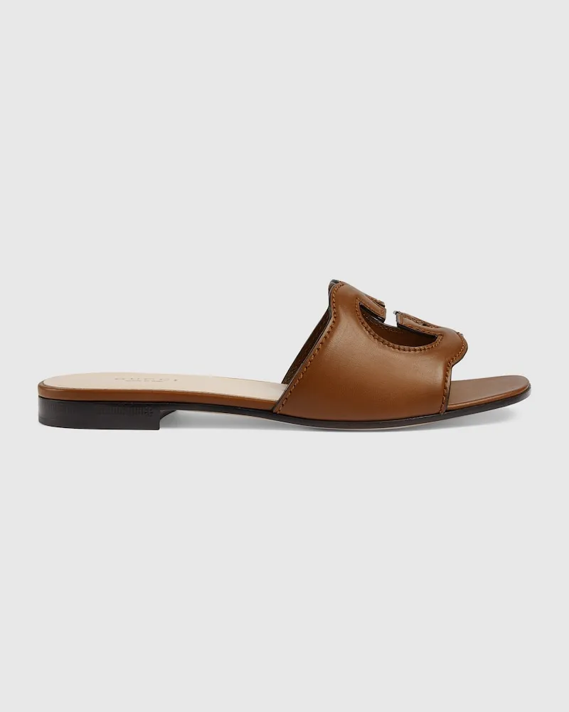 Gucci Mules À Détail GG Ajouré Pour Femme, Taille Marron