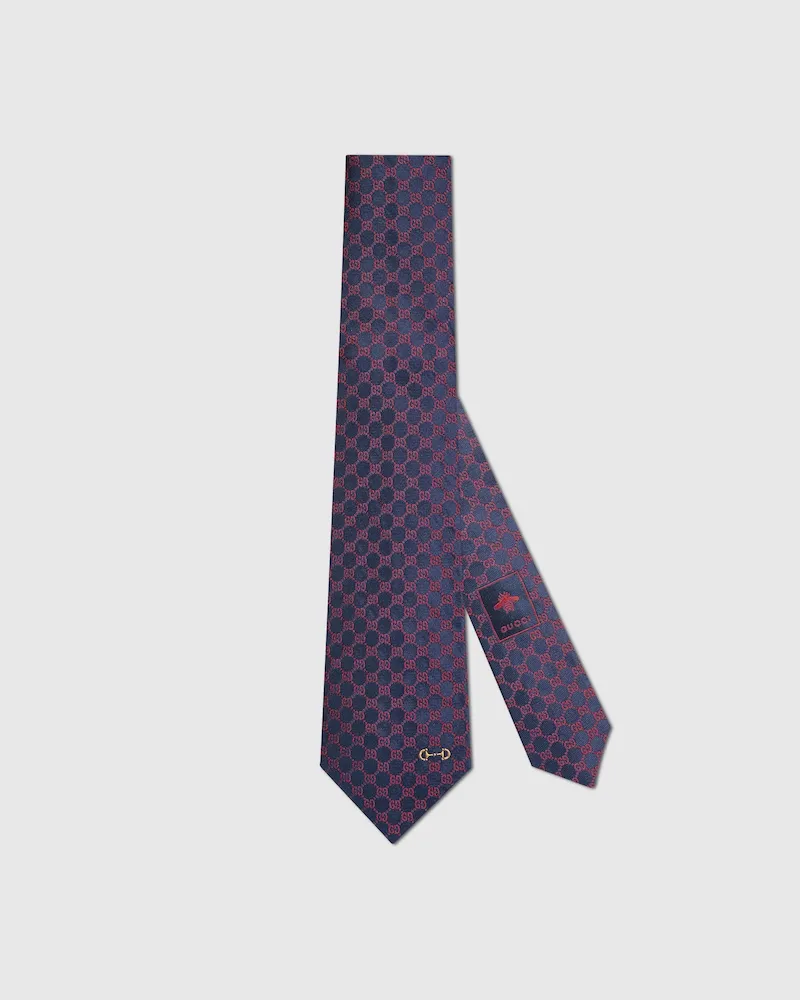 Gucci Krawatte aus GG Seidenjacquard Blau