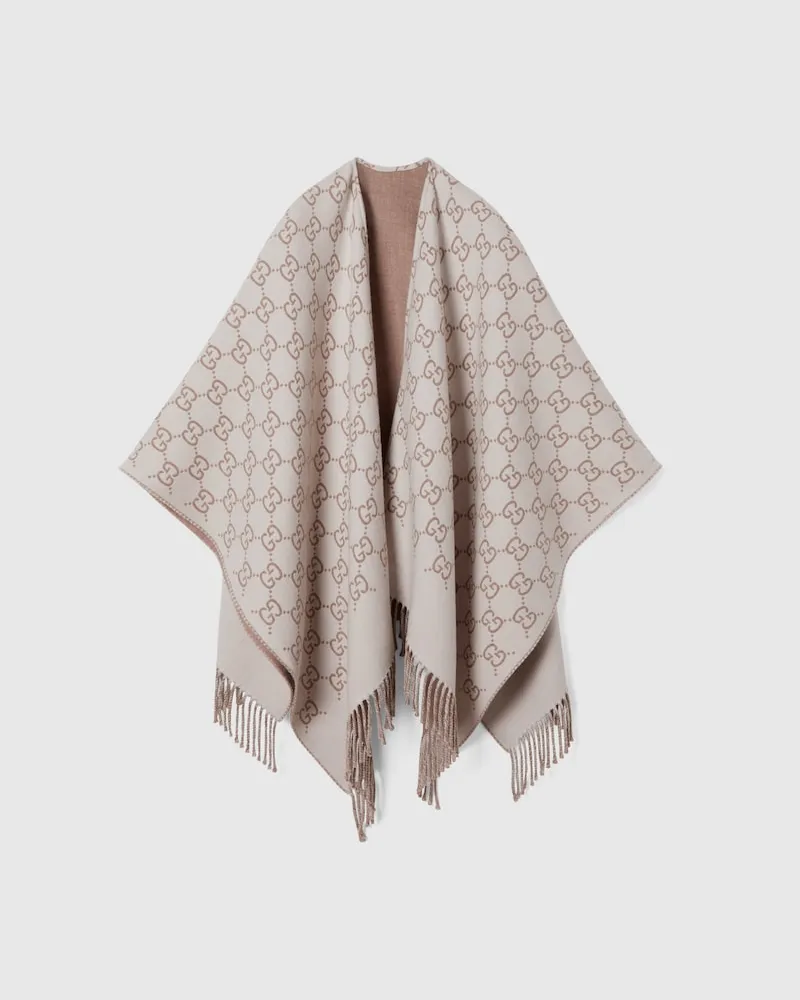 Gucci Cape aus GG Wolljacquard Nude