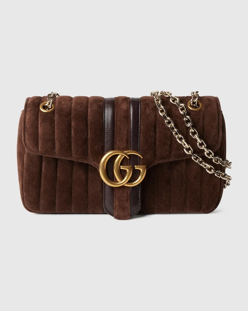 Gucci Jetset GG Marmont Mittelgroße Schultertasche Braun