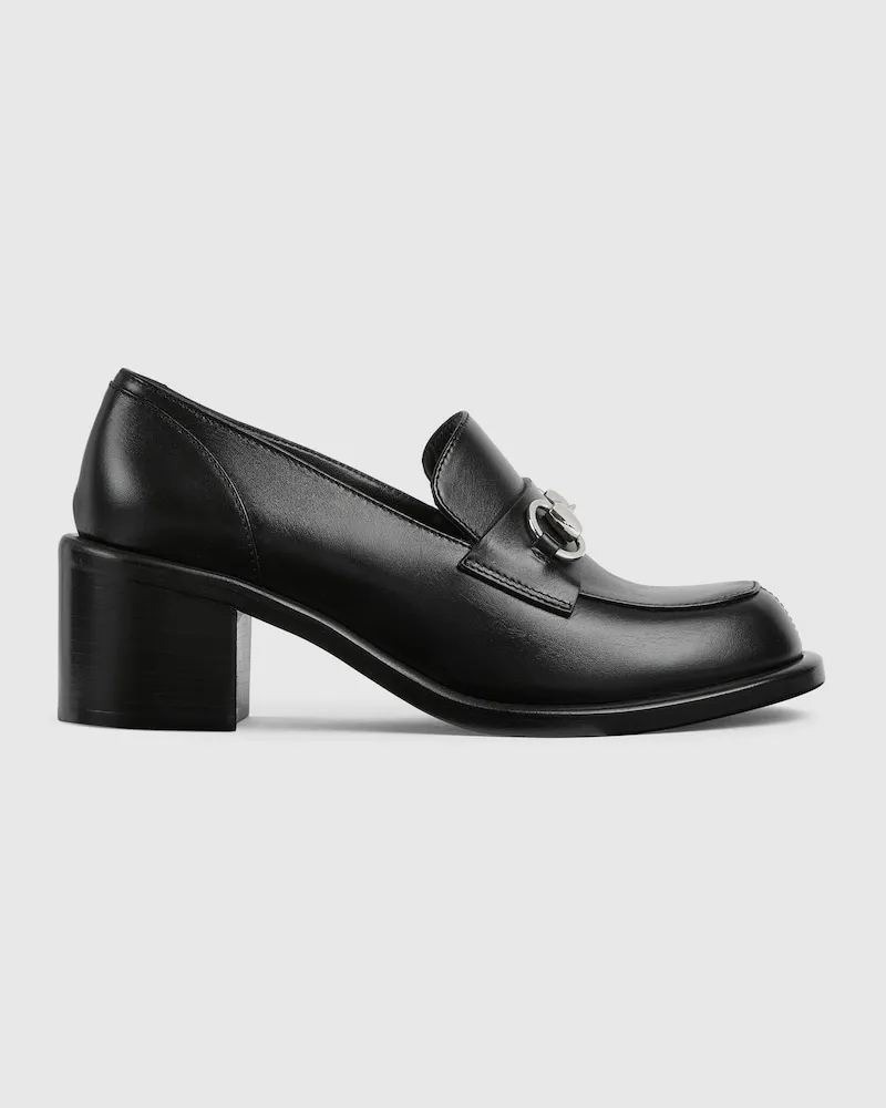 Gucci Damenloafer Mit Absatz Und Horsebit, Größe Schwarz
