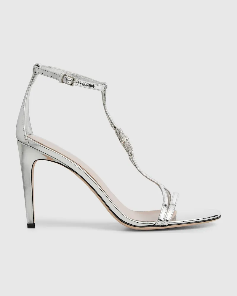 Gucci Damensandale Mit Bambus, Größe Silver