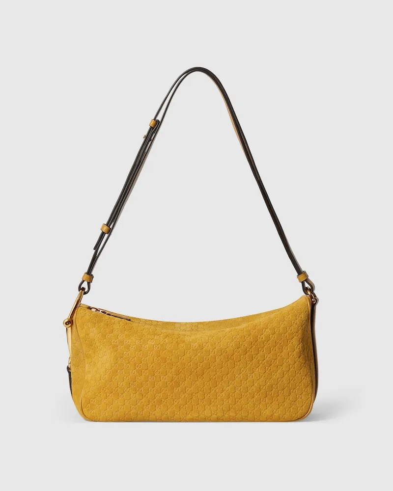Gucci Mittelgroße Half Horsebit Schultertasche Gelb