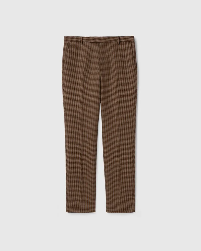 Gucci Hose aus Wolle Mit Hahnentrittmuster Und Stickerei, Größe Braun