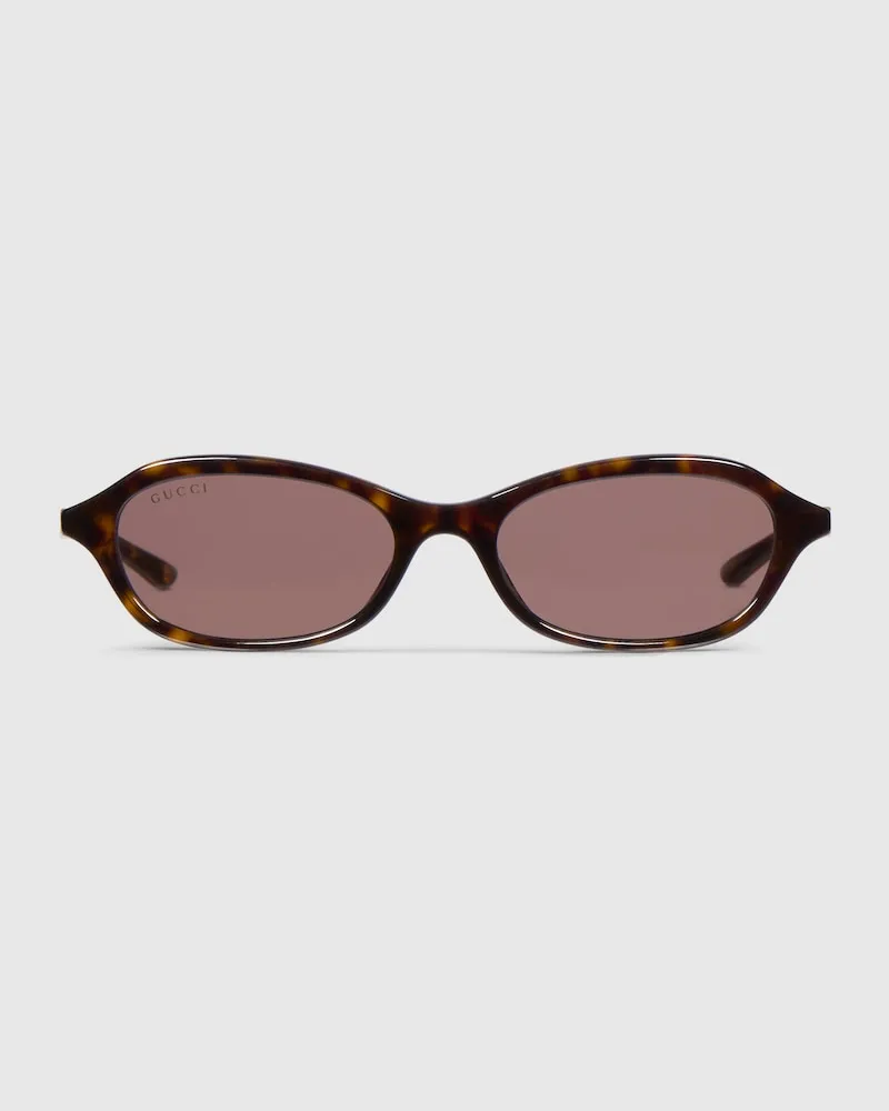 Gucci Sonnenbrille mit Ovalem Rahmen Braun