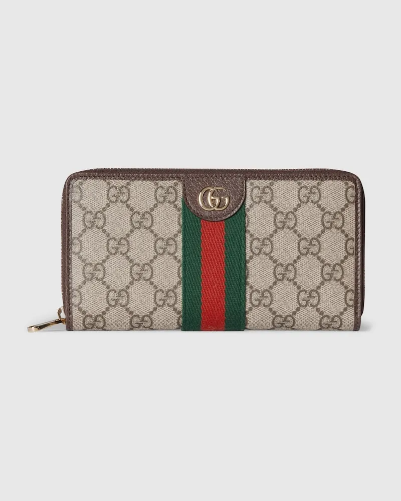 Gucci Ophidia Brieftasche mit Rundumreißverschluss Beige
