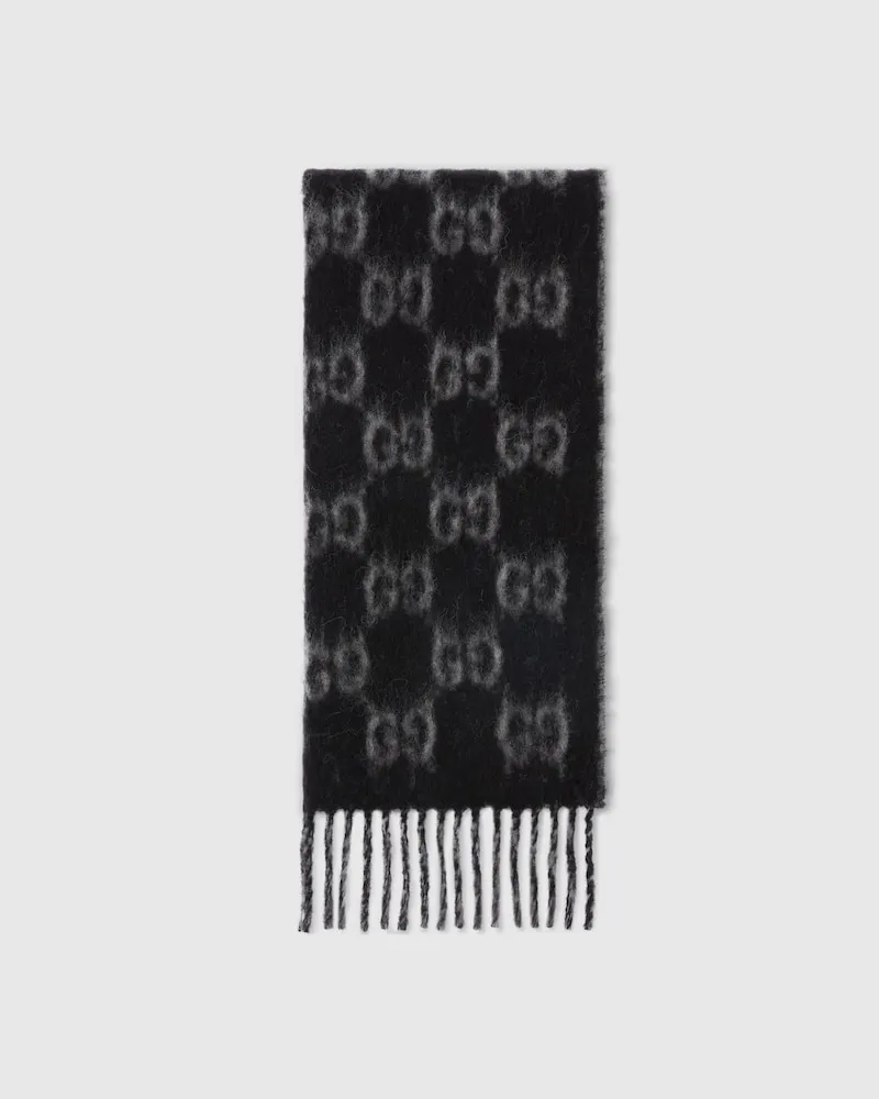 Gucci Écharpe En Laine Et Alpaga GG Noir