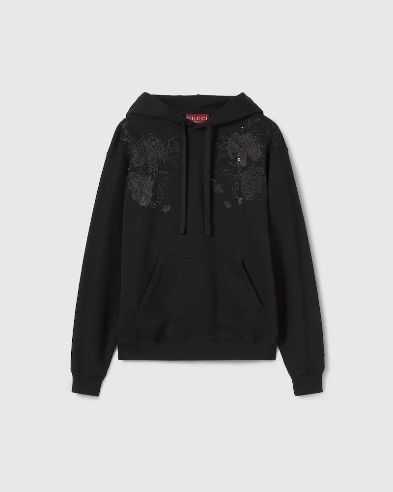 Gucci Sweatshirt aus Baumwolljersey Mit Stickerei, Größe Schwarz