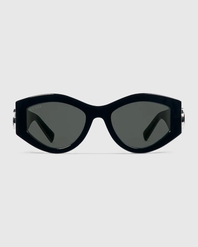 Gucci Sonnenbrille Mit Ovalem Rahmen Schwarz