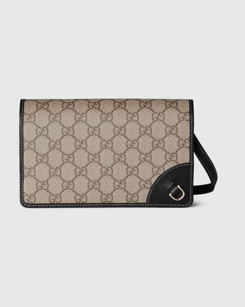 Gucci GG Emblem Brieftasche Mit Lederriemen Beige