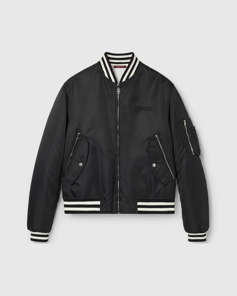 Gucci Wendbare Bomberjacke Aus Nylon Schwarz