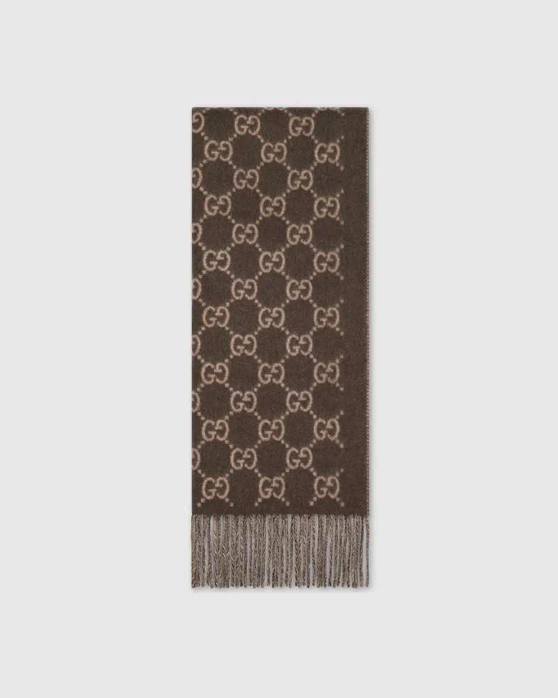 Gucci Schal aus GG Kaschmir Braun