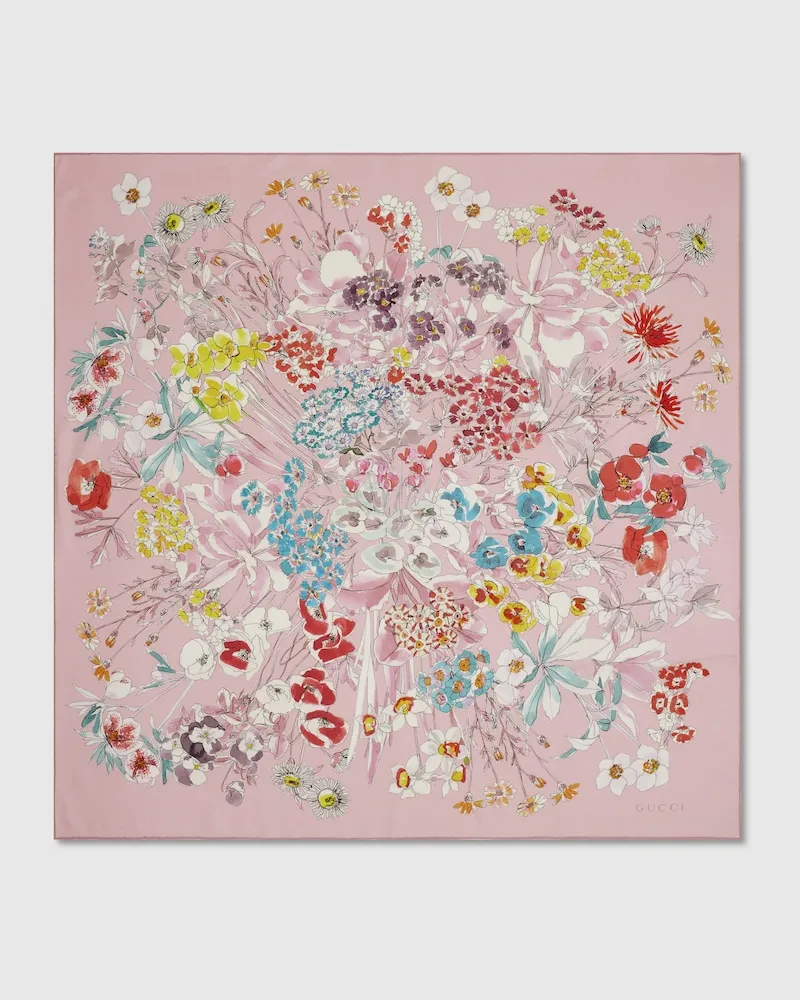 Gucci Vierecktuch aus Seidentwill Mit Print Pink