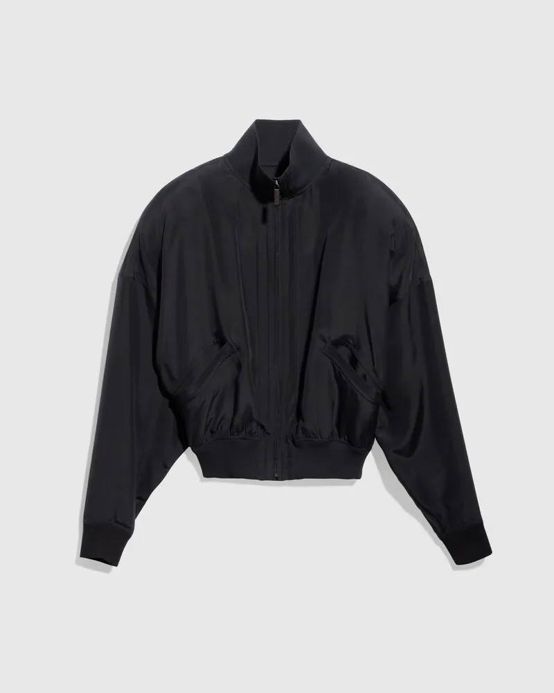 Gucci Jacke aus Seidenpopeline mit Reißverschluss, Größe Schwarz