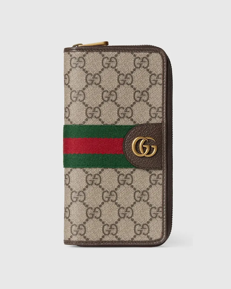 Gucci Ophidia Brieftasche Mit Rundumreißverschluss Beige