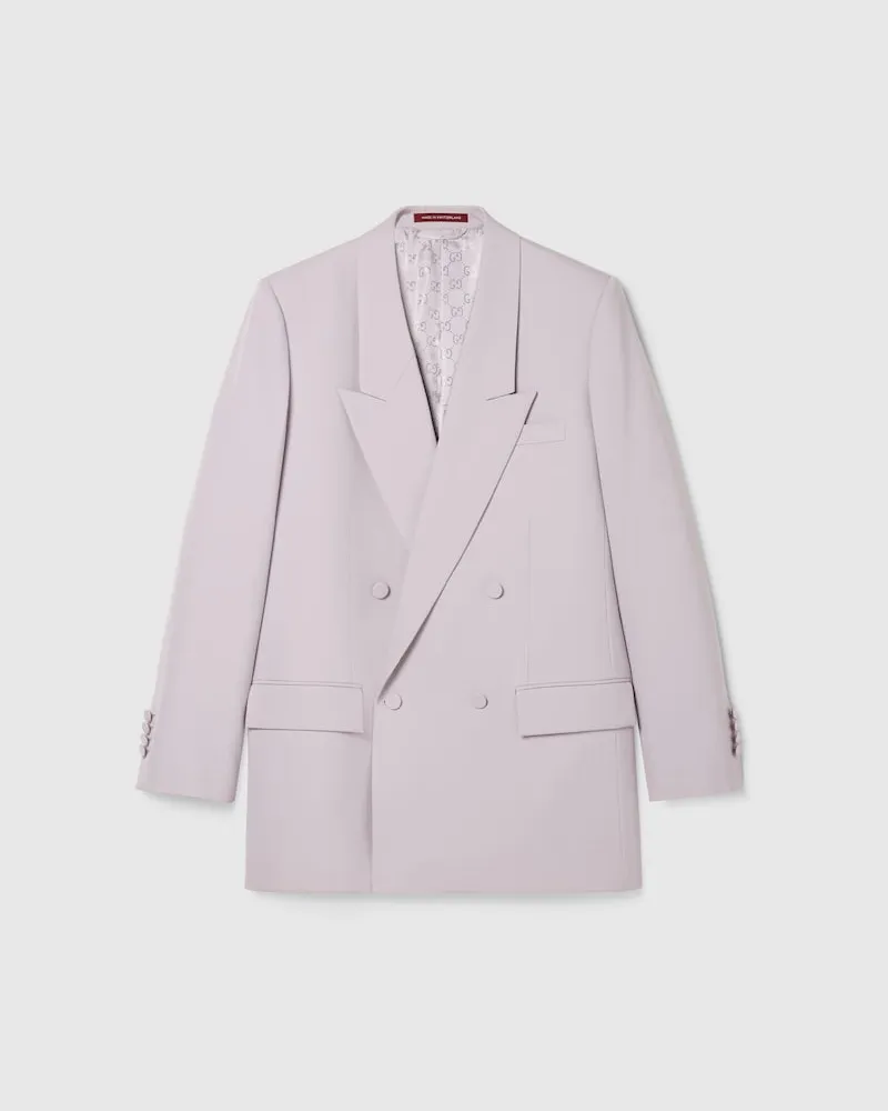 Gucci Zweireihiges Jackett aus Wollgabardine, Größe Pink