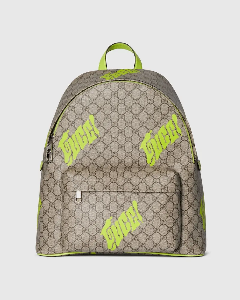 Gucci Mittelgroßer Rucksack Mit Print Beige