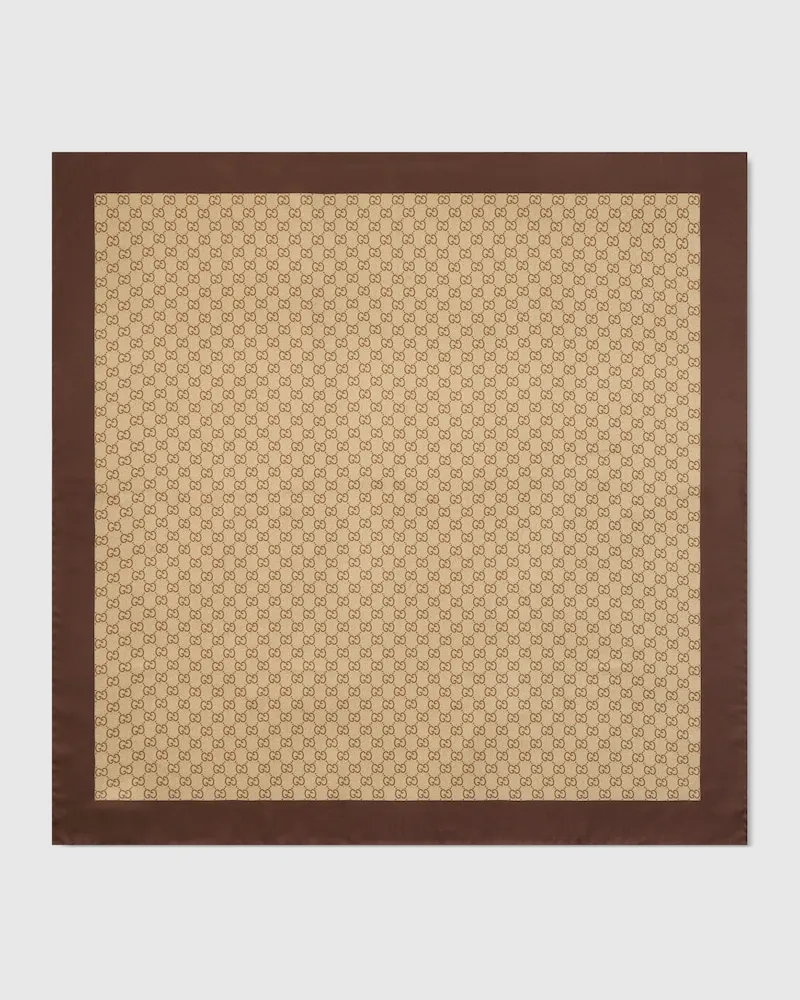 Gucci Vierecktuch aus Seidentwill mit Print Beige