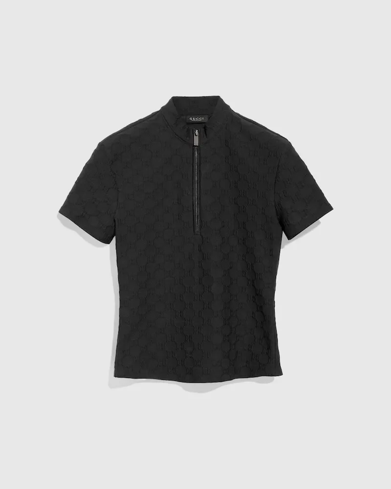 Gucci T-Shirt aus GG Jersey-Jacquard, Größe Schwarz