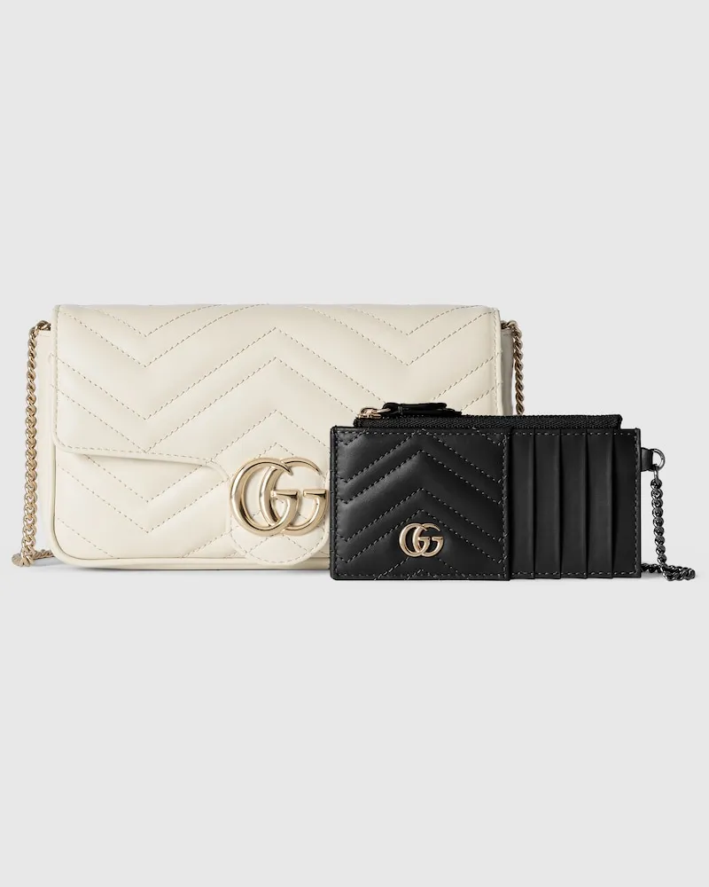 Gucci Kleine GG Marmont Schultertasche Weiß