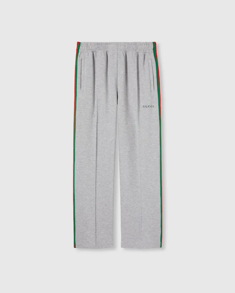 Gucci Sporthose aus Baumwoll-Piqué-Doppelgewebe, Größe Grau