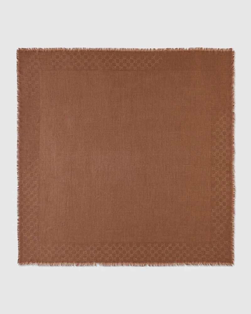 Gucci Halstuch aus GG Woll- Und Seidenjacquard Beige