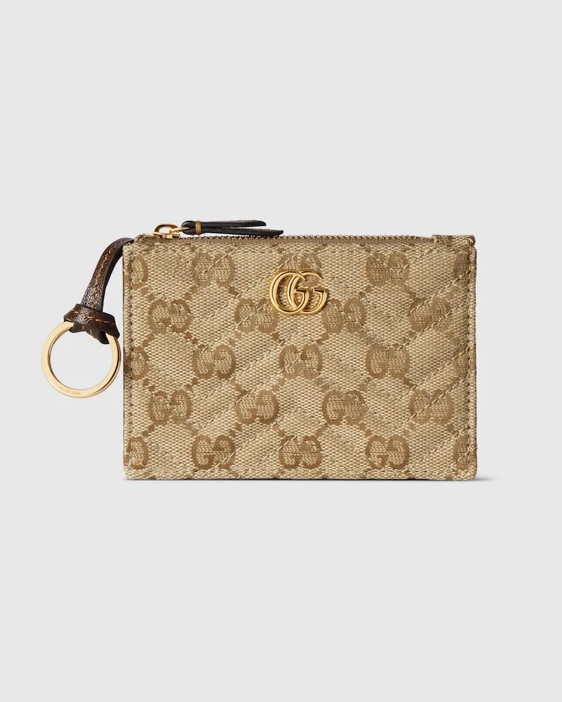 Gucci GG Marmont Schlüsseltäschchen Mit Reißverschluss Beige