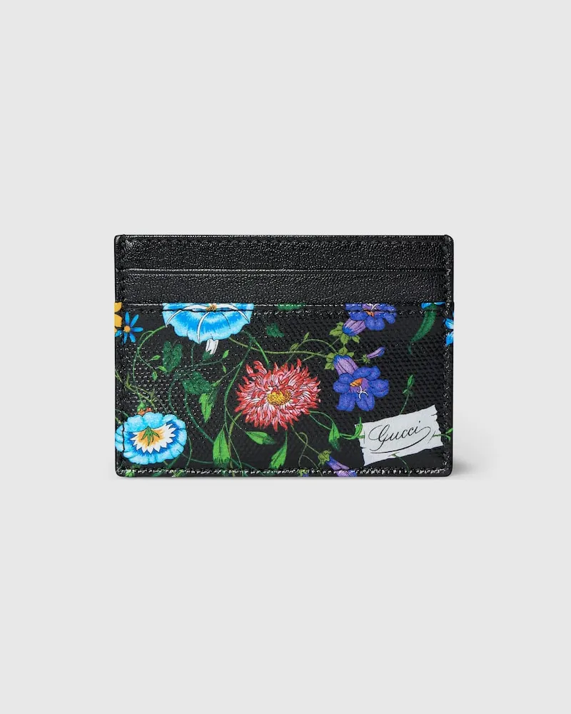 Gucci Kartenetui mit Flora-Motiv Schwarz
