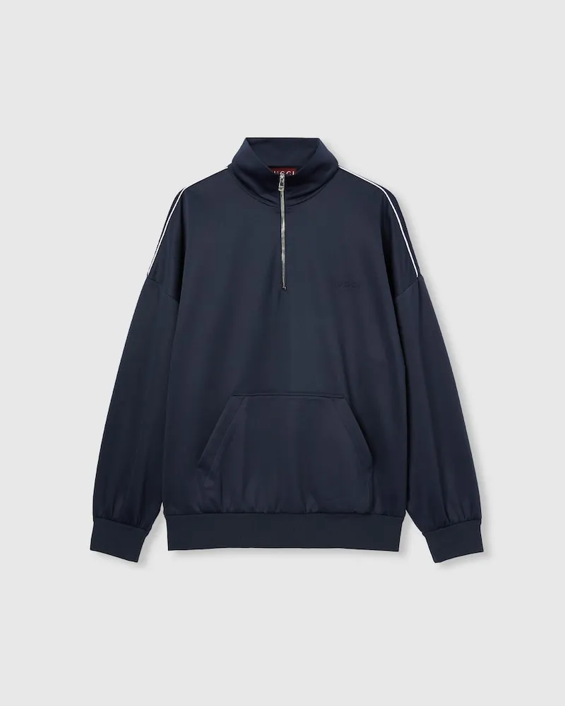 Gucci Sweatshirt aus Technischem Jersey Mit Logo-Prägung, Größe Blau