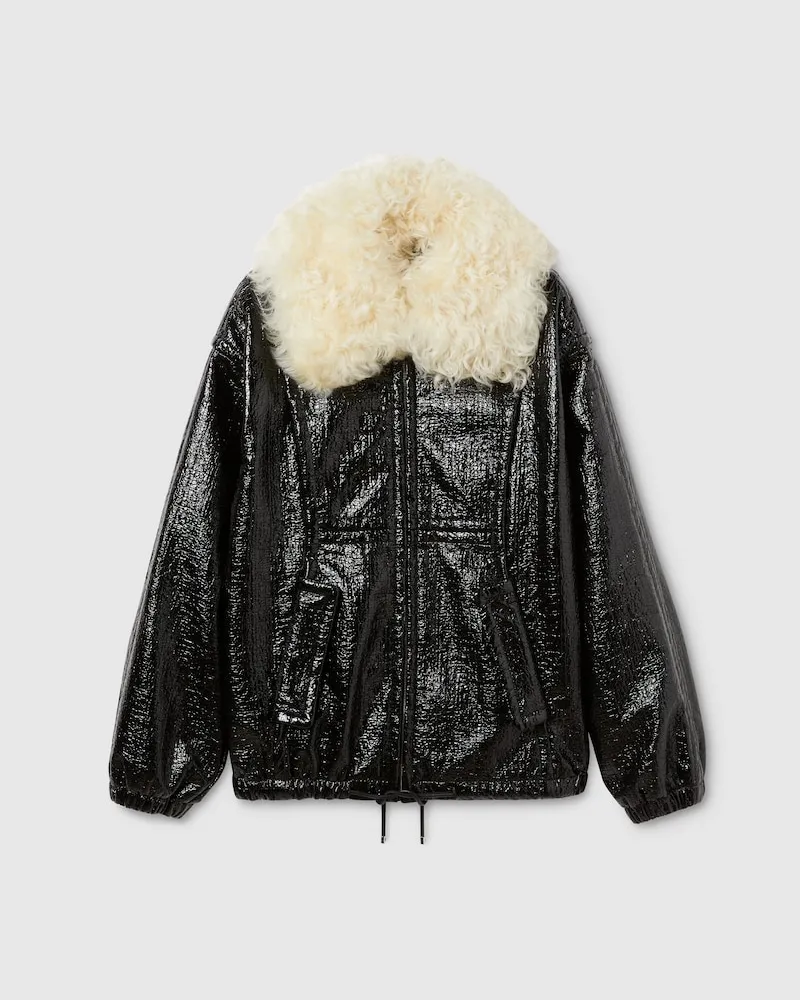 Gucci Bomberjacke aus Beschichtetem Stoff, Größe Schwarz