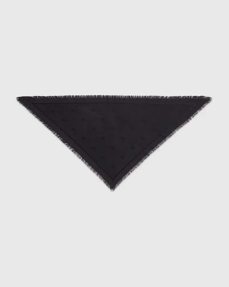 Gucci Halstuch aus Seide Und Wolle mit Doppel G Schwarz