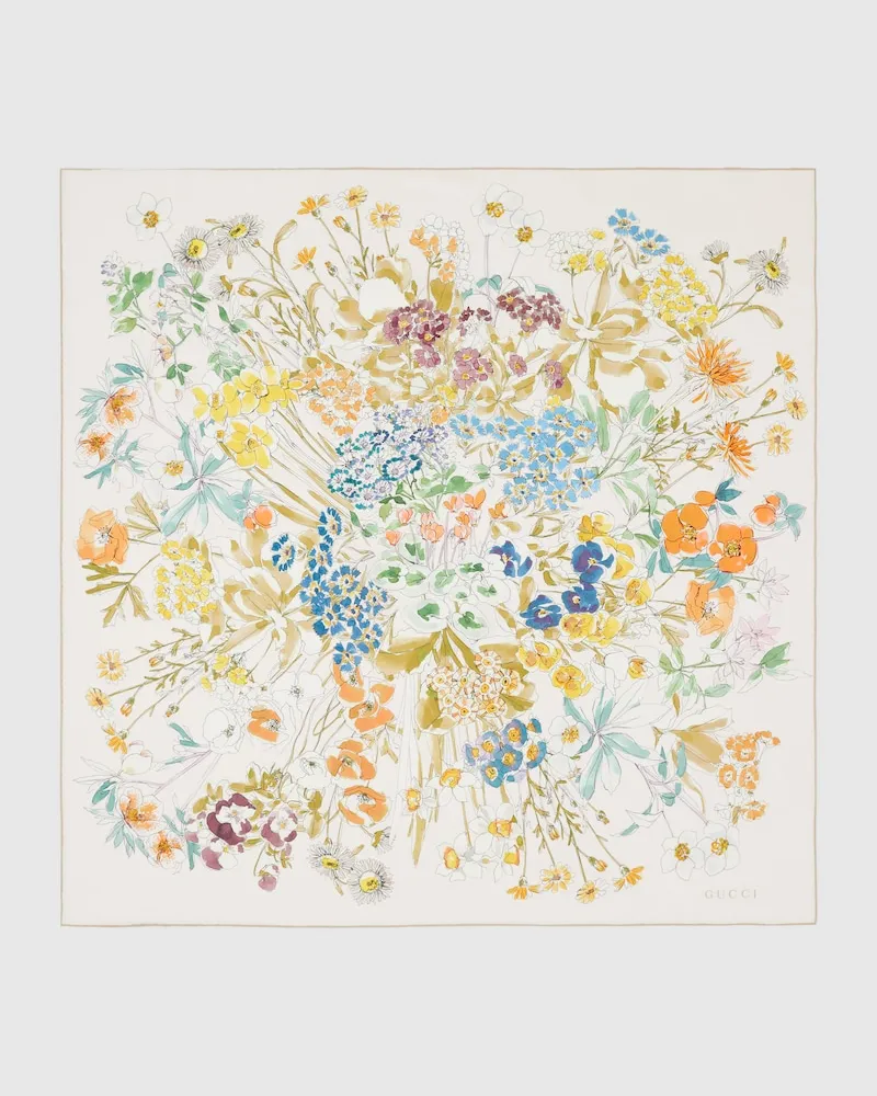 Gucci Vierecktuch aus Seidentwill Mit Print Gelb