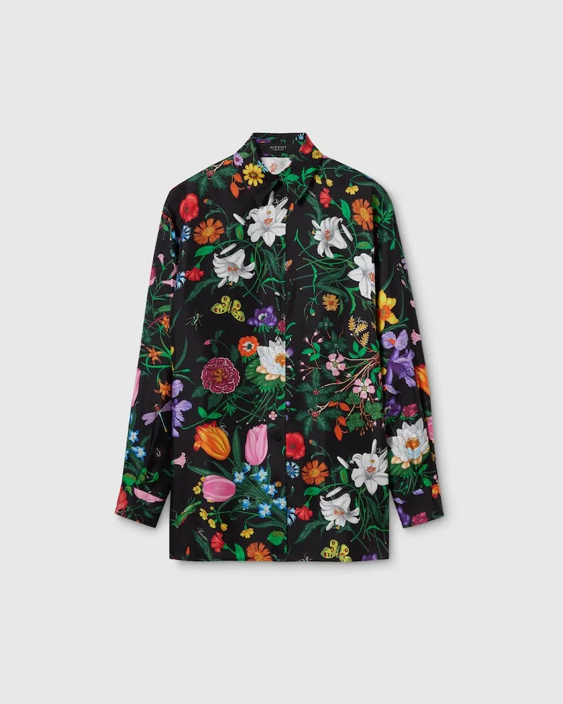 Gucci Bluse aus Seidentwill Mit Print, Größe Schwarz