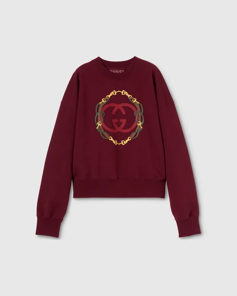 Gucci Sweatshirt aus Baumwolljersey Mit Print, Größe Bordeauxrot