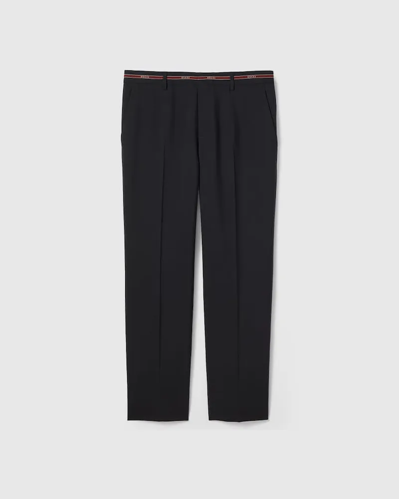 Gucci Hose aus Wolle Mit Webkanten-Detail, Größe Blau