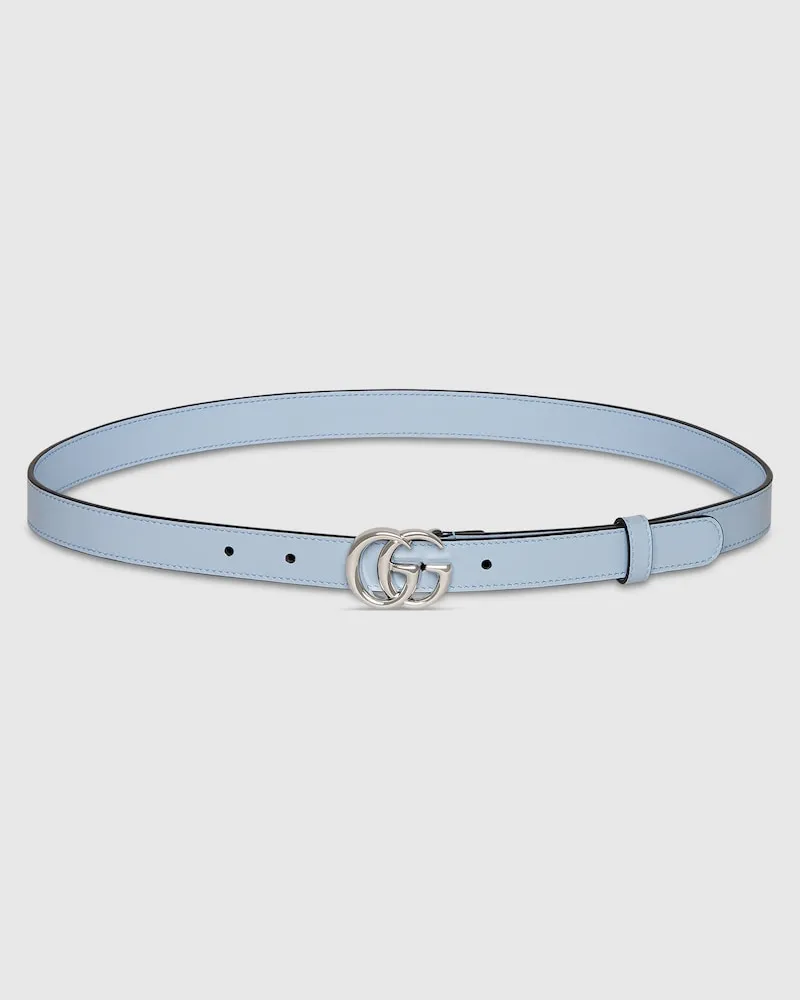 Gucci Schmaler GG Marmont Gürtel, Größe 95 Blau